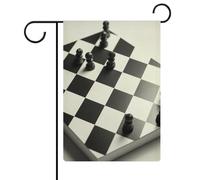 Bandiera da giardino a scacchiera bianca nera a scacchi su entrambi i lati, 30,5 x 45,7 cm, bandiera verticale in lino, bandiere per la casa durevoli per feste decorative all'aperto