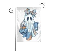 Bandiera da giardino a secchiello con zucca blu fantasma di Halloween 30 x 45 cm verticale su entrambi i lati per fattoria vacanze decorazioni esterne bandiera cortile