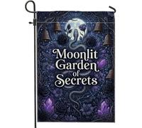 Bandiera da giardino a serpente, motivo gotico mistico con rose e campane per Halloween, blu scuro, su entrambi i lati, bandiere decorative per esterni, portico, prato, patio, terrazza, 30,5 x 45,7 cm