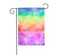 Bandiera da giardino a spirale arcobaleno tie-dye, 12x18 pollici, bandiere da esterno bifacciali, striscioni di benvenuto, bandiera festiva per feste, decorazioni da giardino