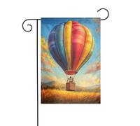 Bandiera da giardino a strisce arcobaleno in mongolfiera 30 x 45 cm verticale su entrambi i lati per case coloniche decorazioni esterne bandiera cortile