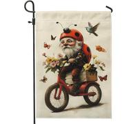 Bandiera da giardino a tema coccinella, decorazione per esterni con coccinella floreale rossa, striscione per la casa primaverile ed estiva, bandiera da giardino in iuta per gli amanti dei fiori, 30,5