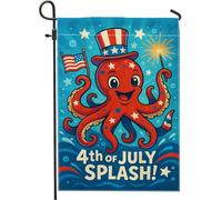 Bandiera da giardino a tema oceano patriottico, motivo polpo rosso e blu, decorazione natalizia su entrambi i lati, decorazione per esterni per il 4 luglio, 30,5 x 45,7 cm