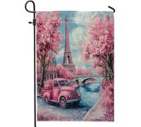 Bandiera da giardino a torre di Parigi, romantiche bandiere decorative per cortile, patio, prato, portico anteriore, balcone, 30,5 x 45,7 cm