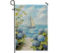 Bandiera da giardino a vela costiera, bandiera blu marittima per la decorazione della casa, bandiera artistica su entrambi i lati, decorazione per esterni, vacanza al mare, ornamento per prato 30,5 x