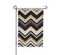 Bandiera da giardino a zigzag nero bianco marrone chiaro, 30,5 x 45,7 cm, primavera, estate, autunno, inverno, bandiere stagionali su entrambi i lati, bandiere per le vacanze, per esterni, interni