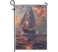 Bandiera Da Giardino Aesthetic Coastal Nautical Boat Sea Girly Glitter Cloud Romantic Pink Bandiere Decorative Verticale Garden Flag Durevole Bandiera Da Cortile Per Feste Celebrazioni 30X45CM