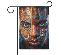Bandiera da giardino africana con volto di uomo africano, motivo tribale, per vacanze stagionali, in iuta, double face, per casa, cortile, esterni, 30,5 x 45,7