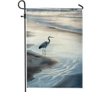 Bandiera da giardino Airon, paesaggio con uccelli blu e grigi, decorazione per esterni, striscione stagionale per prato per la casa, stampa artistica su entrambi i lati, per gli amanti della natura