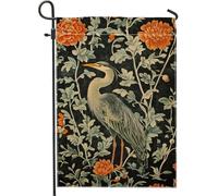 Bandiera da giardino Airone, elegante bandiera floreale con airone e fiori d'arancio, decorazione per prato da esterno double face, per primavera ed estate, 30,5 x 45,7 cm