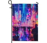 Bandiera da giardino al neon vibrante per decorazione esterna paesaggio urbano colorato bandiera da cortile a doppia faccia per casa e giardino, decorazione prato autunnale e invernale, 30,5 x 45,7 cm