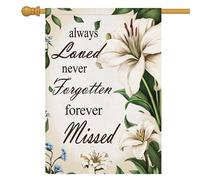 Bandiera Da Giardino Always Loved Never Forgotten Forever Missed Flower 30X45Cm Bandiera Dei Pirati Doppia Faccia Divertenti Bandiere Da Giardino Per Festival Spiaggia Prato