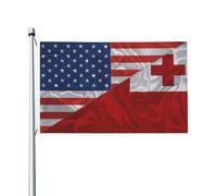 Bandiera Da Giardino America And Tonga Tongans Triangle Garden Flag Lavabile Bandiera Da Cortile Durevole Bandiere Decorative Per Celebrazioni Esterno Feste 90X152CM