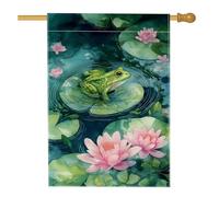 Bandiera da giardino anfibi primaverile ed estiva, con giglio verde, decorazione per natura, decorazione per esterni, impermeabile, 71 x 101 cm