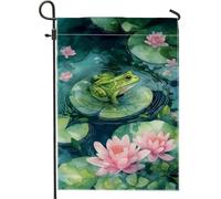 Bandiera da giardino anfibi primaverile ed estiva, con giglio verde, decorazione per natura, decorazione per esterni, impermeabile, 30,5 x 45,7 cm