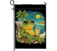 Bandiera da giardino anfibia, con palme tropicali estive, verde estivo, doppia faccia, piccola bandiera da giardino per esterni, prato, portico, patio, ingresso, 30,5 x 45,7 cm