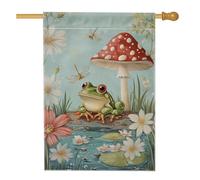 Bandiera da giardino anfibia fantasiosa, foresta verde e rossa, decorazione per esterni primaverile ed estiva, striscione da giardino su entrambi i lati, graziosa bandiera anfibia da cortile 71 x 101