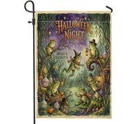 Bandiera da giardino anfibia, lanterna natalizia con zucche di Halloween, verde, su entrambi i lati, piccola bandiera da giardino per patio, prato, portico, ingresso campeggio, 30,5 x 45,7 cm
