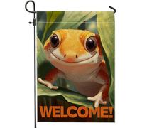 Bandiera da giardino anfibio verde, arancione brillante, striscione decorativo per la casa all'aperto, decorazione per la casa su entrambi i lati, decorazione estiva per cortile, cartello di benvenuto