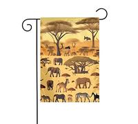 Bandiera da giardino Animali della prateria africana Stampe Bandiere decorative principalmente per cortili, giardini, vasi da fiori, terrazza, balcone. 30,5 x 45,7 cm