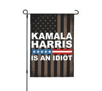 Bandiera da giardino anti-Kamala Harris da 12,5"x18" con scritta "Kamala Harris è un idiota". Bandiere divertenti da giardino anti-Kamala Harris per esterni, cartelli decorativi bifacciali per cortile