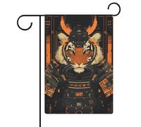 Bandiera da giardino antica Samurai Tigre Placcatura Bandiera Giardino Stagionale Vacanze Bifacciali Casa Cortile Esterni Bandiere 30,5 x 45,7 cm