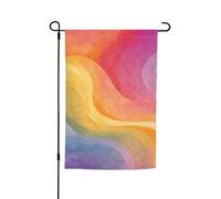 Bandiera da giardino arcobaleno a doppia faccia per fattoria bandiera da cortile 30,5 x 45,7 cm banner stagionale all'aperto per primavera estate prato portico decorazione casa piccola bandiera da