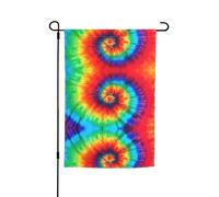 Bandiera da giardino arcobaleno tie-dye, bandiera da giardino stampata bifacciale, graziose bandiere rustiche per decorazioni da esterno, 12 x 18 pollici