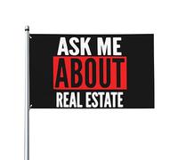 Bandiera Da Giardino Ask Me About Real Estate Bandiere Decorative Durevole Bandiera Da Cortile Lavabile Garden Flag Per Celebrazioni Festival Feste 90X152CM