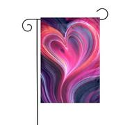 Bandiera da giardino astratta a forma di cuore rosa viola rosso 30 x 45 cm verticale su entrambi i lati per fattoria vacanze decorazioni esterne bandiera cortile