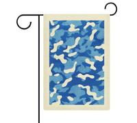 Bandiera da giardino astratta con forme fluide blu e bianche, decorazione per le vacanze in giardino, per casa, cortile, bifacciale, 12x18 pollici.