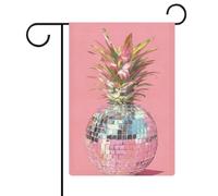 Bandiera da giardino astratta con palla da discoteca, ananas, bandiera da giardino stagionale, vacanze, juta, double face, per casa, cortile, bandierine esterne, 30 x 45 cm