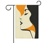 Bandiera da giardino astratta geometrica con volto di donna retrò per vacanze stagionali in iuta su entrambi i lati per casa cortile bandiere esterne 30,5 x 45,7 cm