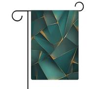 Bandiera da giardino astratta geometrica foglia di tè metallizzata bandiera da giardino stagionale vacanza iuta doppia faccia casa cortile bandiere esterne 30,5 x 45,7 cm