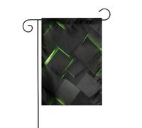 Bandiera da giardino astratta geometrica verde 12x18 verticale bifacciale per decorazioni da esterno per le vacanze in stile fattoria