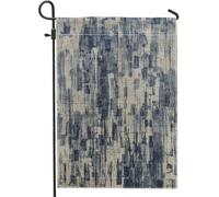 Bandiera da giardino astratta moderna, blu beige, motivo artistico per cortile, decorazione invernale per esterni, design contemporaneo, resistente alle intemperie, 30,5 x 45,7 cm