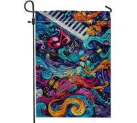 Bandiera da giardino astratta musicale, bandiera colorata per la casa, bandiere da cortile, in poliestere su entrambi i lati, decorazione per prato all'aperto per tutte le stagioni, 30,5 x 45,7 cm