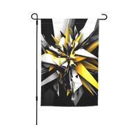 Bandiera da giardino astratta nera, bianca, gialla, 30,5 x 45,7 cm, primavera, estate, autunno, inverno, bandiere stagionali su entrambi i lati, bandiere per le vacanze, per esterni e interni, per