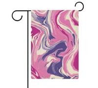 Bandiera da giardino astratta rosa e viola con motivo marmorizzato per vacanze stagionali in iuta su entrambi i lati per casa cortile bandiere esterne 30,5 x 45,7 cm