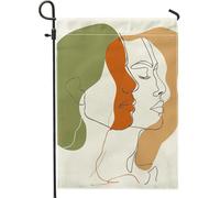 Bandiera da giardino astratta, tonalità della terra arancione, verde, marrone, vacanze estive, decorazione cortile moderna, 30,5 x 45,7 cm