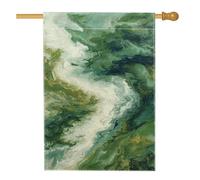 Bandiera da giardino astratta verde con natura, colori vorticosi artistici per la casa e il giardino, bandiera da giardino in iuta su entrambi i lati, decorazione per esterni, 71 x 101 cm
