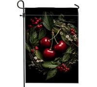 Bandiera Da Giardino Autumn Harvest Red Fruits Rustic Fruit Wreath Bandiere Decorative Lavabile Bandiera Verticale Impermeabile Garden Flag Per Celebrazioni Feste Festival 30X45CM