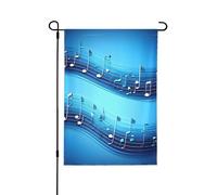 Bandiera da giardino autunnale blu cielo con note musicali su entrambi i lati, decorazione stagionale durevole per la decorazione del portico anteriore del cortile