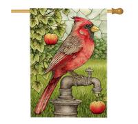 Bandiera da giardino autunnale cardinale, decorazione con uccelli rossi e frutta per accenti autunnali per la casa, stampa su entrambi i lati, striscione per prato per decorazione esterna, 71 x 101 cm