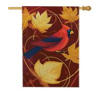 Bandiera da giardino autunnale cardinale, uccello rosso e foglie gialle, striscione decorativo per la casa, bandiera da giardino in iuta su entrambi i lati, decorazione stagionale per esterni, 71 x
