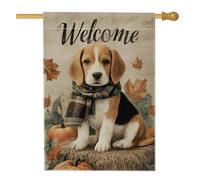 Bandiera da giardino autunnale con cane Beagle, arancione e marrone, decorazione per la casa, bandiera da giardino in iuta su entrambi i lati, decorazione stagionale per esterni, 71 x 101 cm