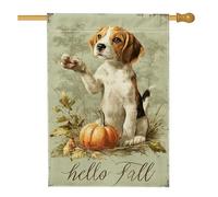 Bandiera da giardino autunnale con cane Beagle, simpatico cucciolo con zucca, striscione decorativo per esterni, decorazione stagionale su entrambi i lati, decorazione per prato stagionale, tema