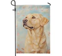 Bandiera da giardino autunnale con cane labrador dorato, decorazione per esterni a tema animale, striscione in poliestere su entrambi i lati per decorazione del prato, decorazione stagionale autunnale