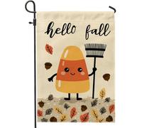 Bandiera da giardino autunnale con cereali e caramelle, graziosa decorazione autunnale con foglie e ghiande, striscione in tessuto su entrambi i lati, per decorazione esterna del prato 30,5 x 45,7 cm
