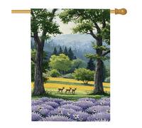 Bandiera da giardino autunnale con cervi, fiori di campo viola e lavanda rustica, decorazione per esterni su entrambi i lati, bandiera per casa colonica, decorazione stagionale per la casa, 71 x 101